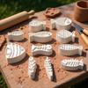 12pcs DIY Pottery Clay Stamps Fish Marine Algae Shapes Plastic Seals Ideal for Kids Creative Classroom Ceramics Projects