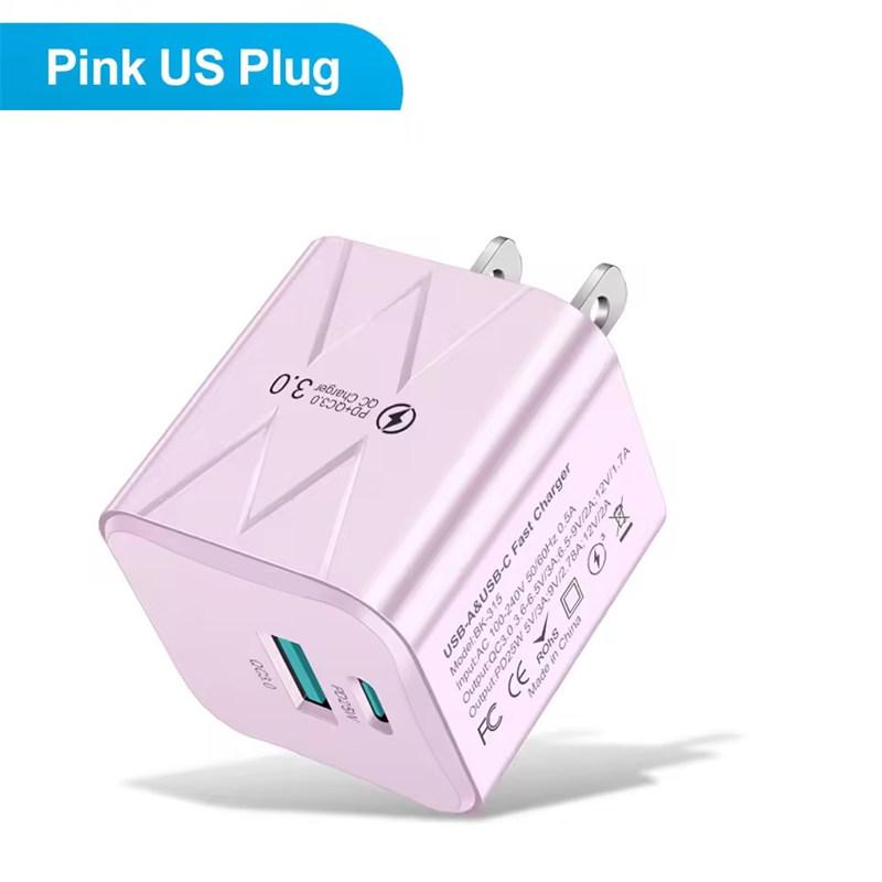 PD 25W USB C Fast Charger for iPhone 15 Pro Max Xiaomi 14 Oneplus EU US Mini 2 Ports Travel Plug Phone Fast Charging Adapter