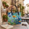 Watercolor Wildflower Print Tote Bag Large Capacity Casual Daily Shoulder Handbag for Women