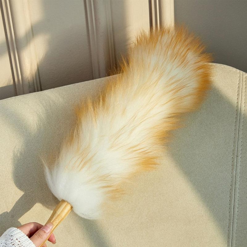 Home Cleaning Duster With Bamboos Handle Thickened Wool For Dust Removal On Electronics Furniture And Hard To Reach Area