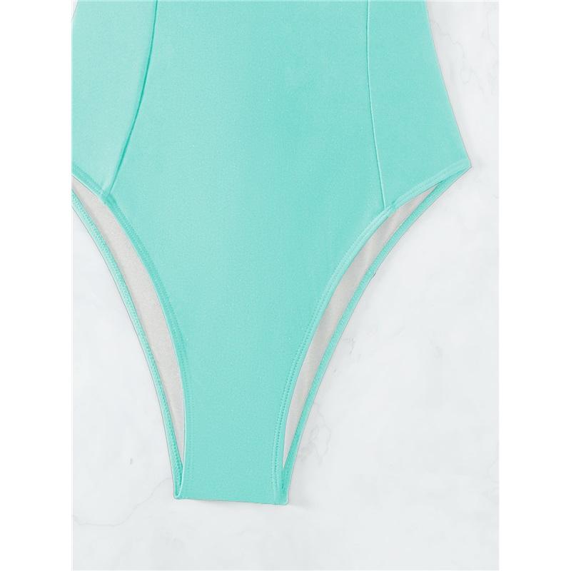 Nuovo costume da bagno intero slim conservativo tinta unita bikini da spiaggia vuoto schiena bellissima intero