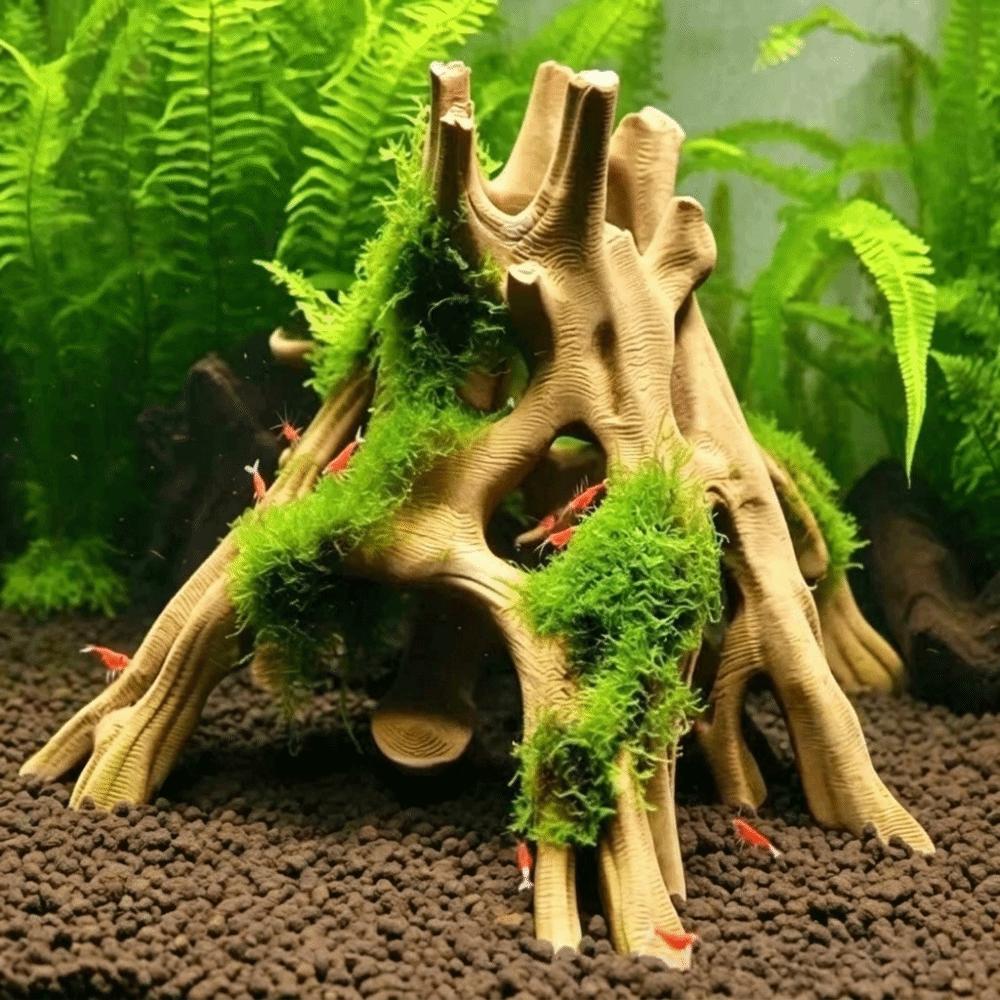 Tree Trunk Fish Shrimp Hiding Cave Plastic Tree Root Caves Driftwood Landscape Terrarium Decor
