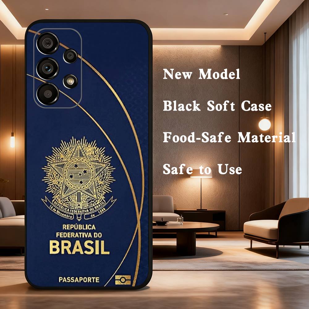 USA Brasil Korean Passport Phone Case For Samsung Galaxy A73,31,32,72,41,53,52,71,22,5G,Note,J7,8,9 Soft Black Cover
