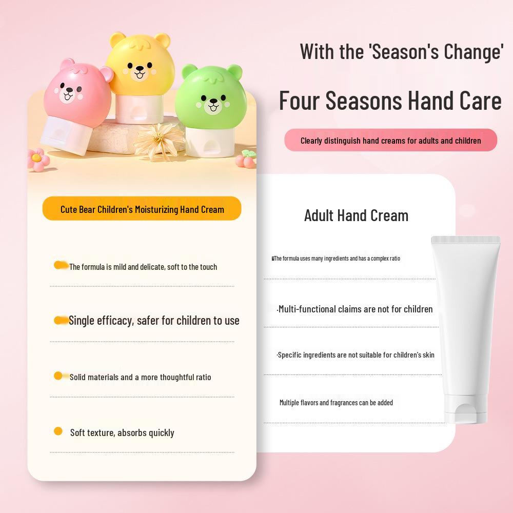 Kids' Teddy Bear Moisturizing Hand Cream - Non-Greasy, Jelly Texture, Anti-Dryness for Autumn/Winter