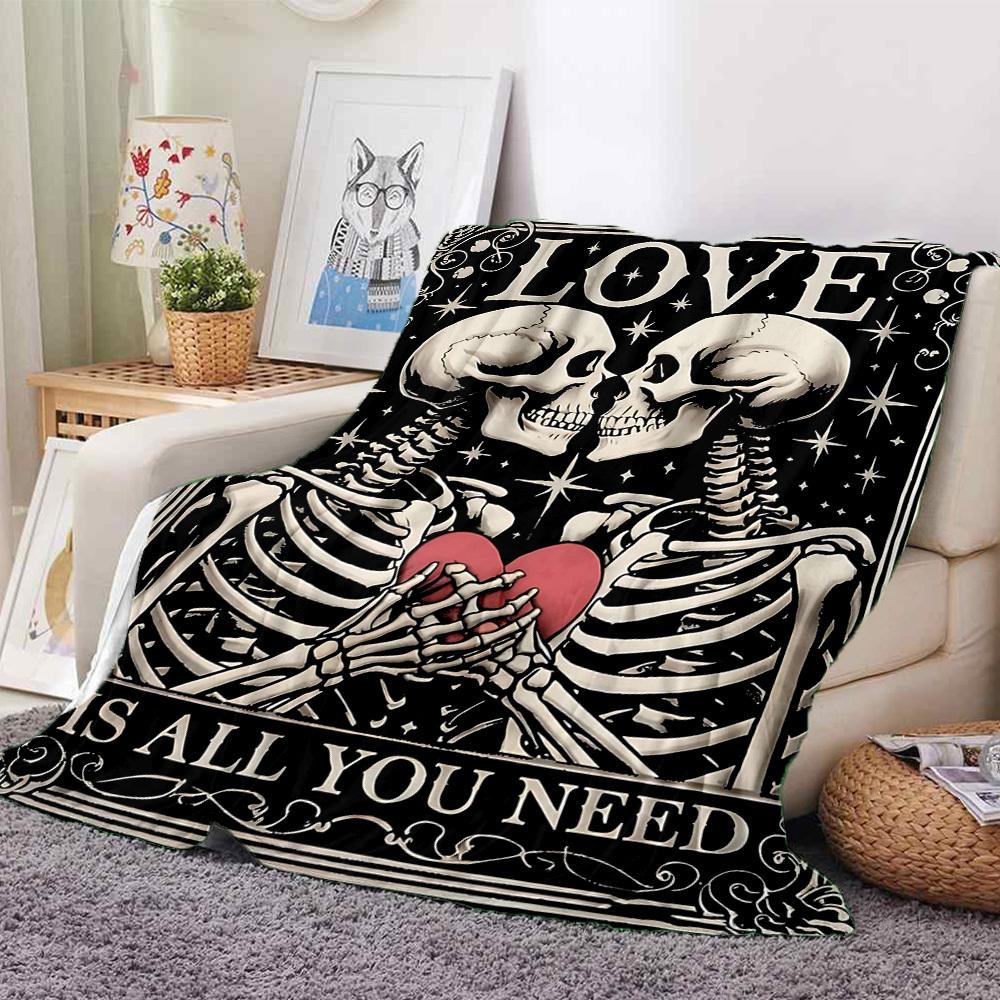 1PC Skeletal Love Blanket, Throw For Sofa, Bed, Travel, Camping, Livingroom,