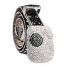 Sundo Black Silver Rhinestone Studded Western Alloy Square Buckle Full Crystal Bling PU Leather Belt Y2K Designer Style