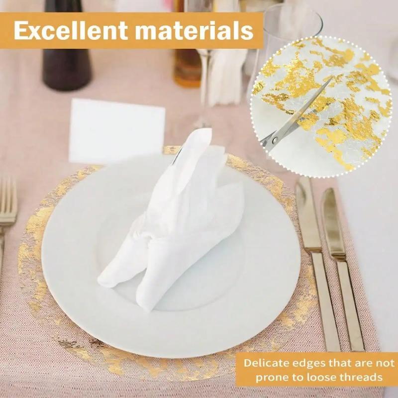 10pcs Disposable Placemats Set 13 Inch Round Gold Foil Mesh Pressed Table Mates for Home Dining Table Party Decoration