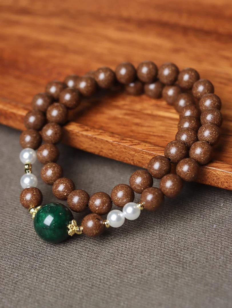 Goose Pear Sleep Aid: Double-Circle 0.8cm Incense Bead Hand-Woven Bracelet