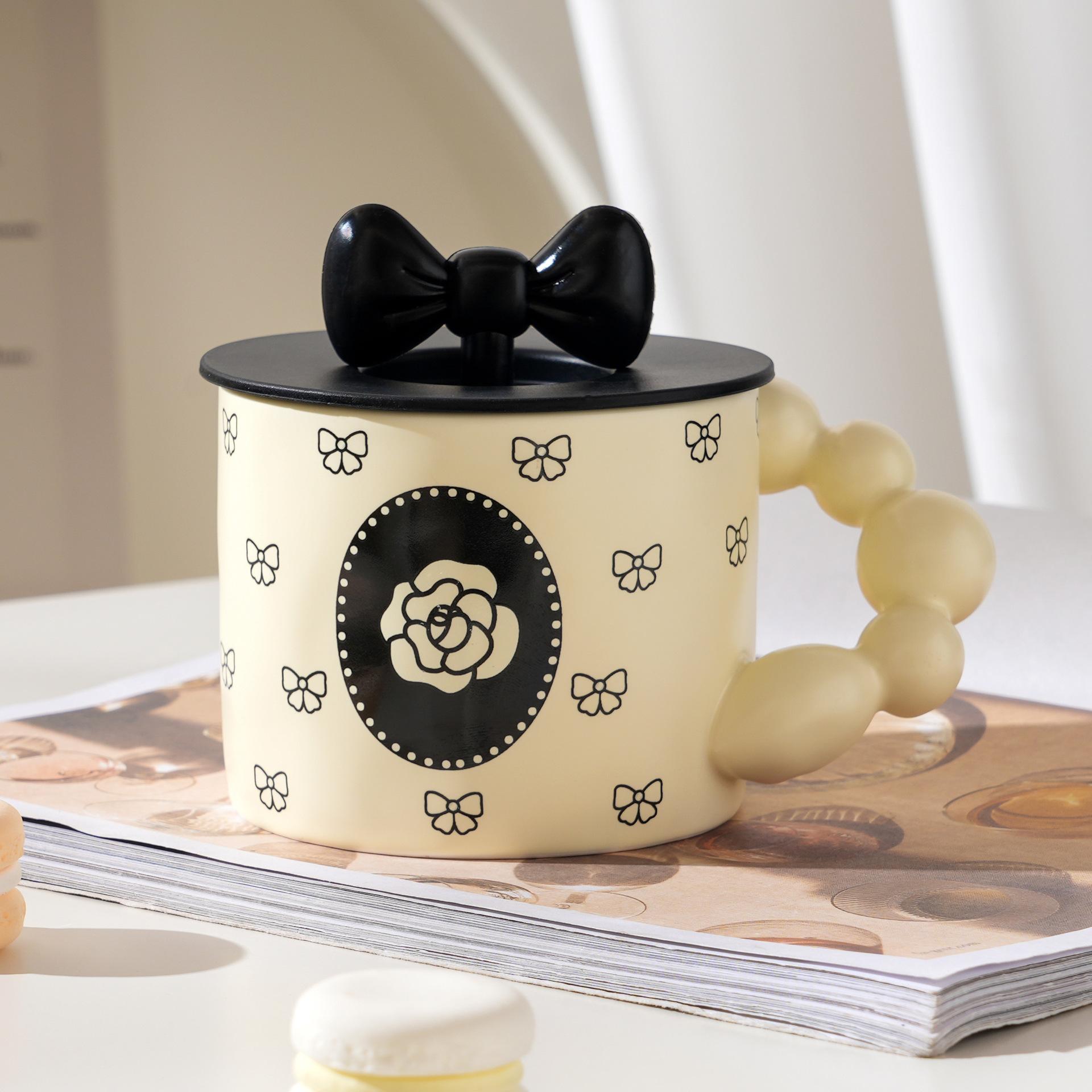 Nordic Mug Ceramic Mug Bow Ceramic Cup Couple Gift Drinking Cup Girl Cup 301-400ml