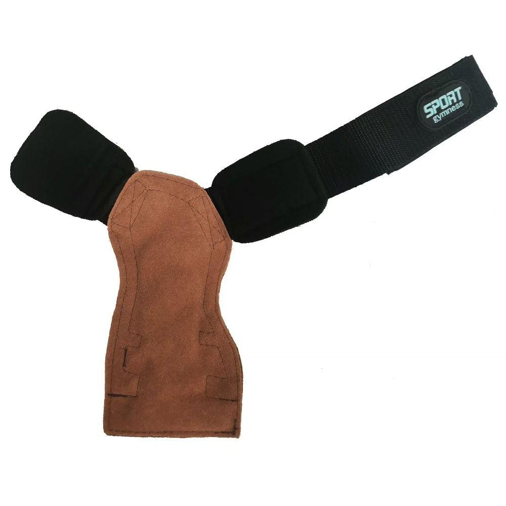 1 Pair Cowhide Ventilated Gym Wristband Four-finger Fitness Workout Gloves  Deadlift