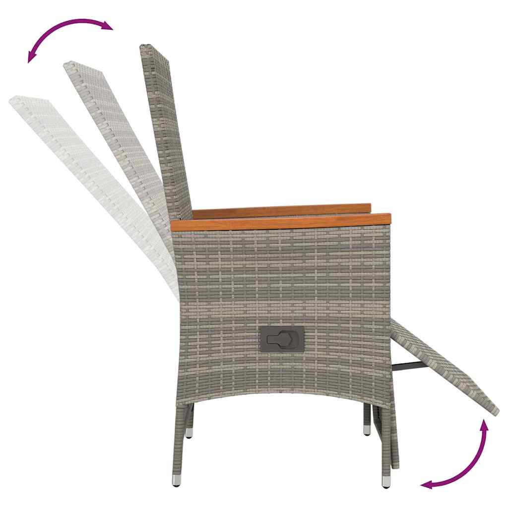 Vidaxl 7-Cz. Garden Furniture Set With Cushions, Grey, PE Rattan