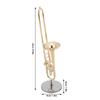 Miniature Trombone Replica with Stand and Case Gold Plated Instrument Model Musical Ornaments