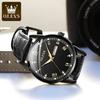 OLEVS 6896 Men Quartz Movement Watch Fashion Diamond Roman Index Leather Strap HD Luminous Function Waterproof Calendar Watch