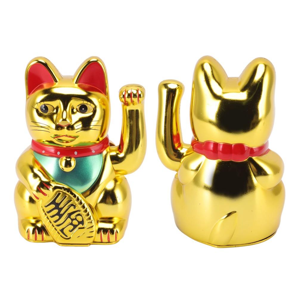 Plastic Maneki Neko Tabletop Ornament Gold Swing Arm Feng Shui Cat  Hotel Cafe Desktop Statue