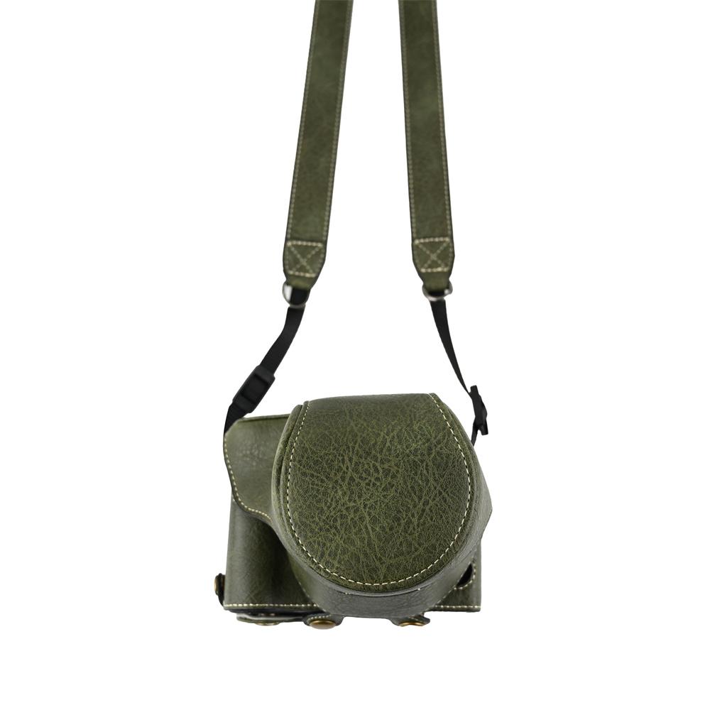 Litchi Pattern PU Leather Shoulder Bag For Canon EOS R50V 14-30mm Lens Camera Case Battery Opening Full Body Cover