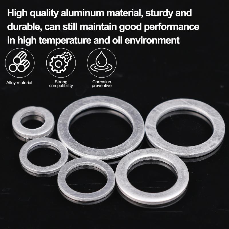 100pcs M6-M16 Car Sealing Gasket Aluminum Screw Washer Auto Engine Bottom Oil Drain Screw Sealing Gasket Accessories