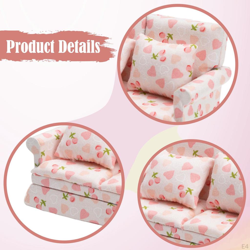 Dollhouse Couch , 1/12 Scale, Birthday Gift, Ornament Modern Accessories Sofa