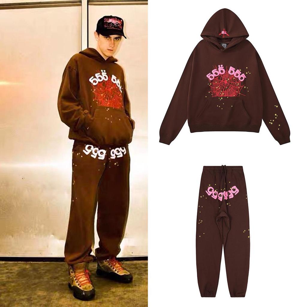 Sp5der Unisex High-Quality American Style Spider Web Hoodie Set