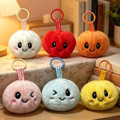 New In Stock Kawaii Steamed Bun Plush Keychain Stress Relief Squishy Fluffy Pendant Cute Bag Charm For Kids Girls
