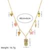 Summer Fruit Wind Pineapple Pendant Colored Zircon Pendant Necklace Watermelon Necklace 18K Gold And Bronze