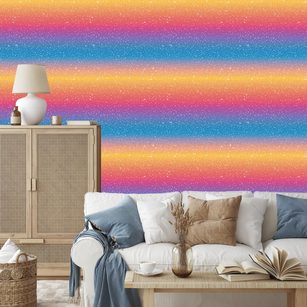 Blue and Coral Glitter Wallpaper for Living Room and Bedroom 50x1000