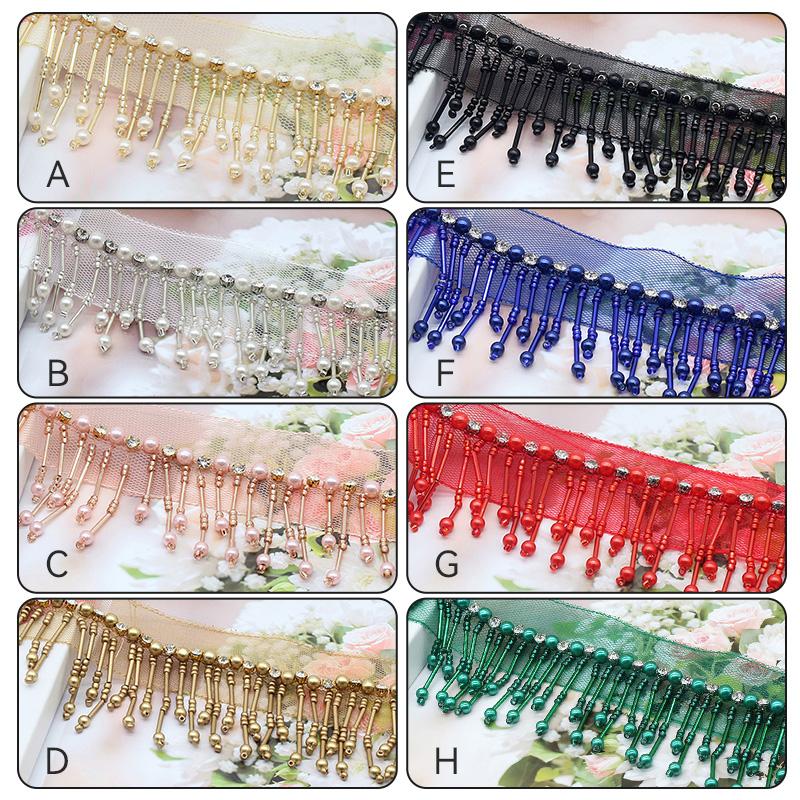 5 Yard Beaded Tassel Latin Dance Dress Decor Trim Fringe Lace Trimming Clothes Curtain Upholstery Sofa Sewing Accessories