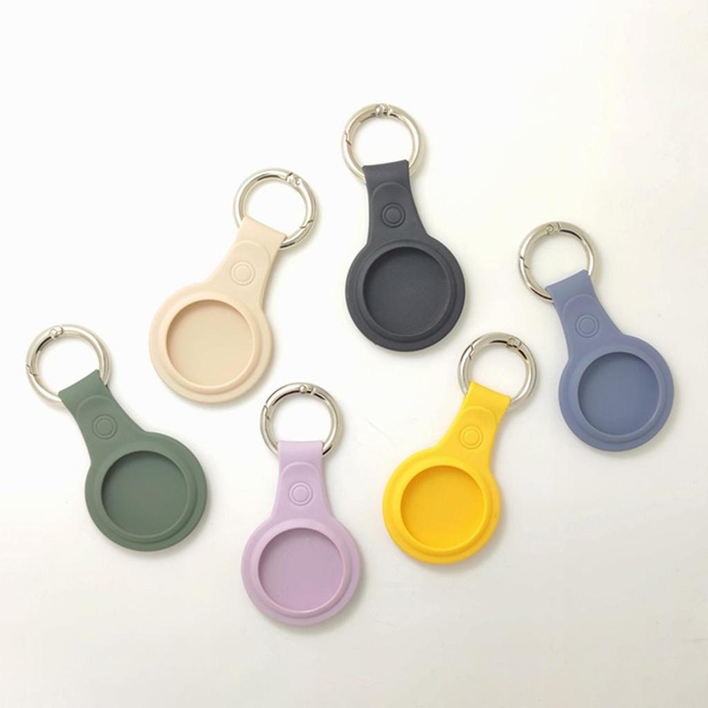 Silicone Case Sleeve Soft Cover for Apple for Airtag Shock Absorbing Shell with Anti-Lost Keychain Ring Scratch Resistant