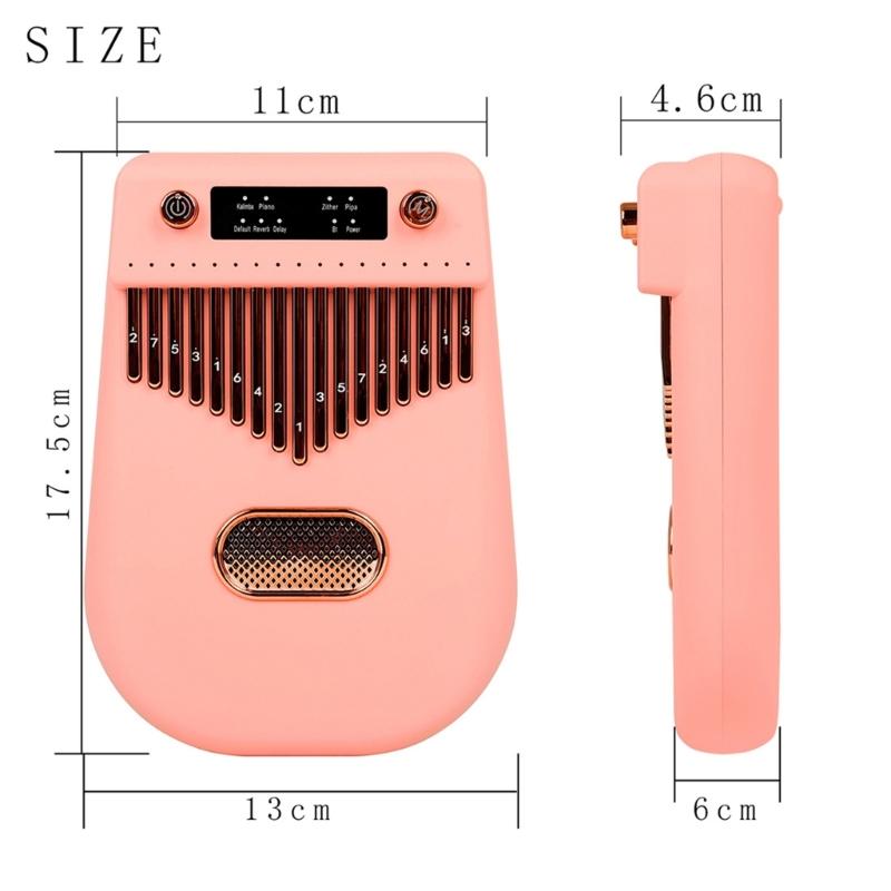 17-tone Smart Kalimba Thumb Piano Bluetooth-compatible Speaker Finger Piano Portable Musical Instrument Gold/Pink