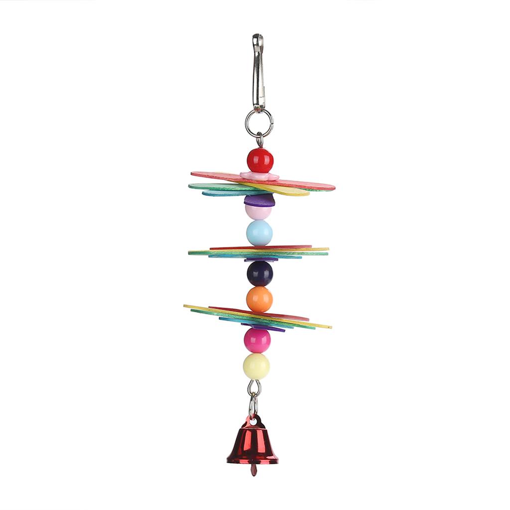 Pet Bird Parrot Colorful Beads Bell Toys Chewing Swing Cage Accessory