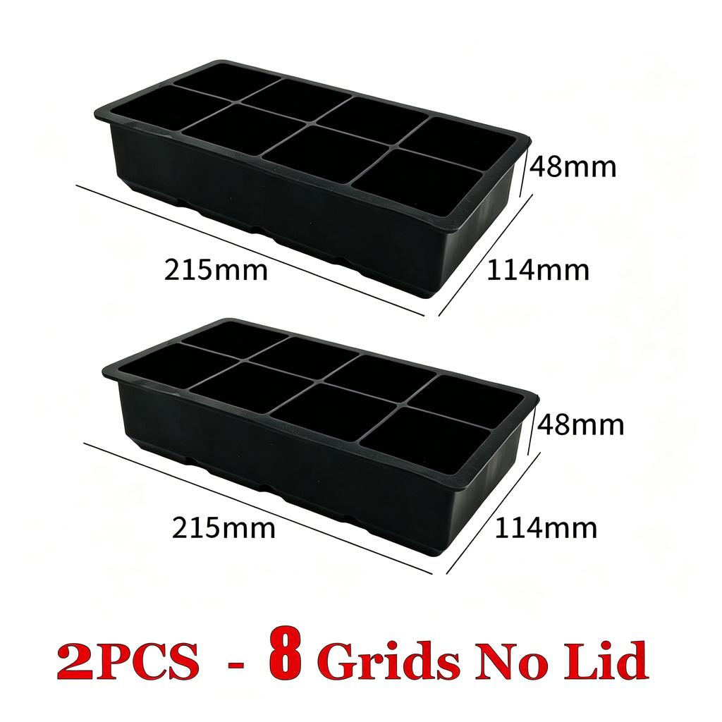 4/6/8/15 Grids Ice Cube Molds Food Grade Silicone Ice Cube Flexible Ice Molds with Lids Big Square Cubed Ice Trays for Whiskey 5