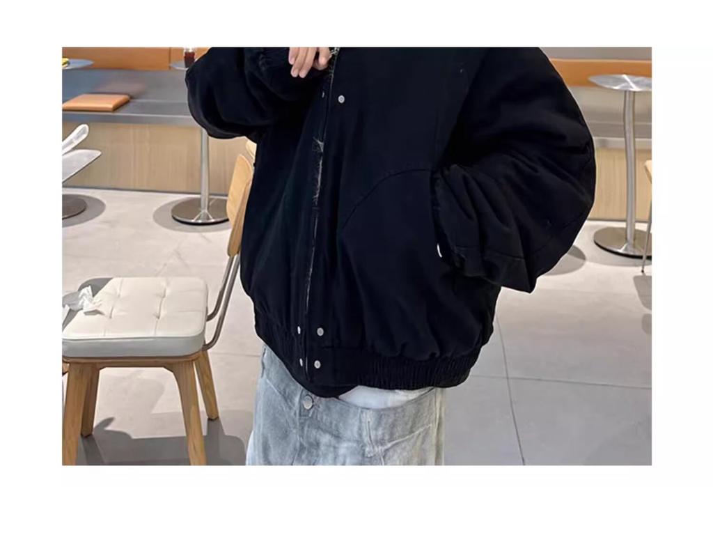 Men's American Short Hooded Cotton Jacket, Winter Luxury, Thick and Warm with Fur Collar.