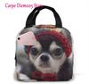 Unisex Food Warmer Bag Chihuahua Dog Lunch Bag Reusable Lunch Box Lunch Cooler Tote