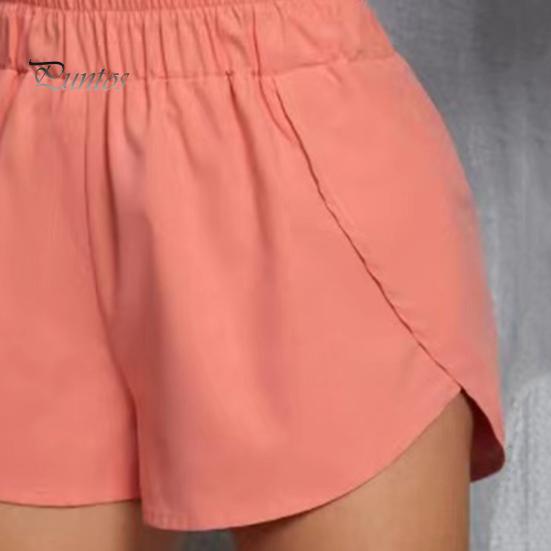 Lady Summer Shorts Women Sports High Elastic Waist Loose Soft Quick Solid Color Dry Breathable Split Hem Jogging Gum Mini