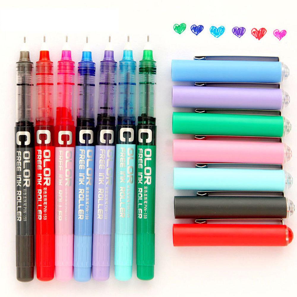 7Color Gel Pen 0.5mm Medium Color Ink Business Rollerball Pen Office School Gift
