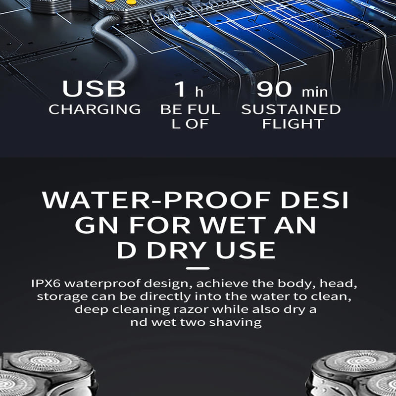 Original VGR Portable Three-head Floating Shaver Digital Display Electric Shaver Rechargeable Shaver Household Full Body Wash Home Razor Shaver V-318