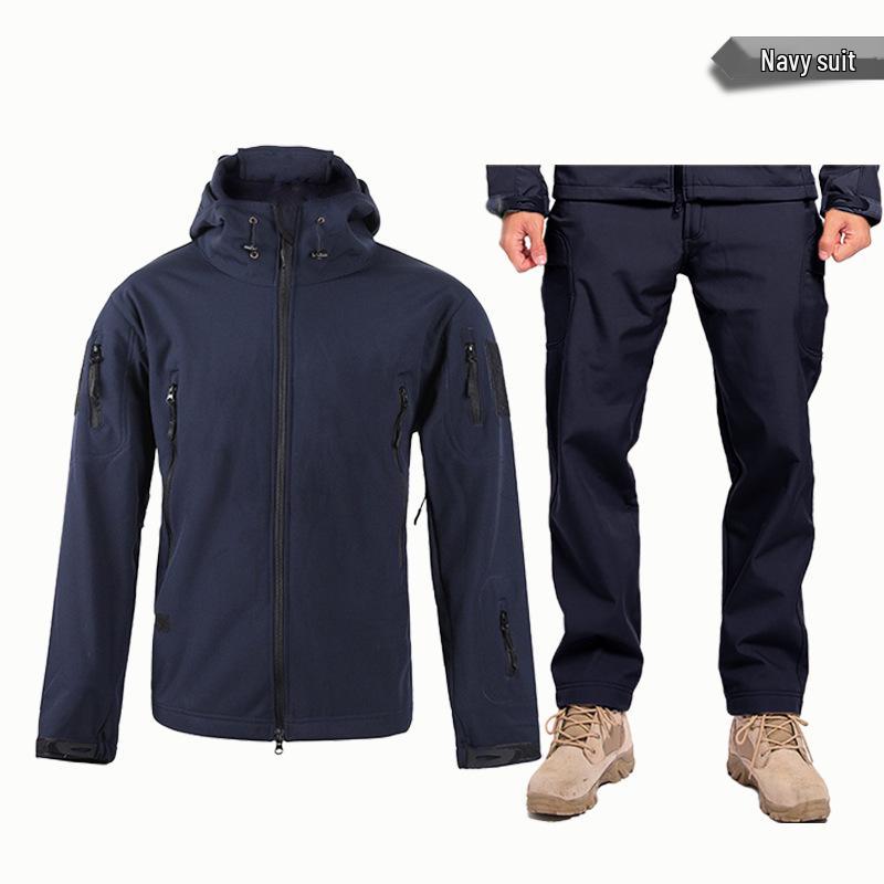 Alpha Green Tactical Sharkskin Waterproof Ski Suit: Camouflage Soft Shell Pants & Warm Fleece Set