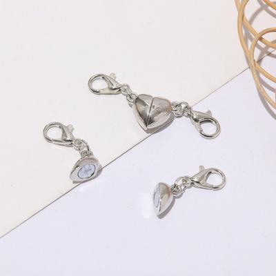 10Pcs Magnet Buckle Heart Shape Alloy Magnetic Clasps Necklaces Bracelet Extender Jewelry Accessories