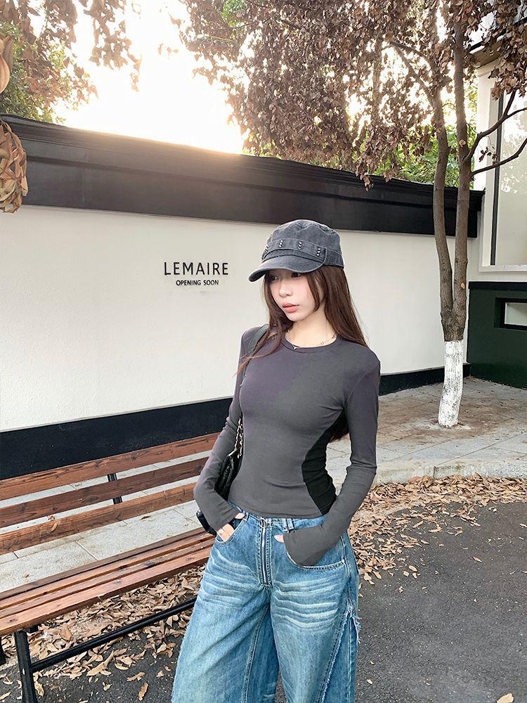 

Женский пуловер с круглым вырезом, длинными рукавами и облегающего кроя в стиле колор-блок – Идеально подходит для весны, осени и зимы в качестве базового слоя или самостоятельного топа. XL