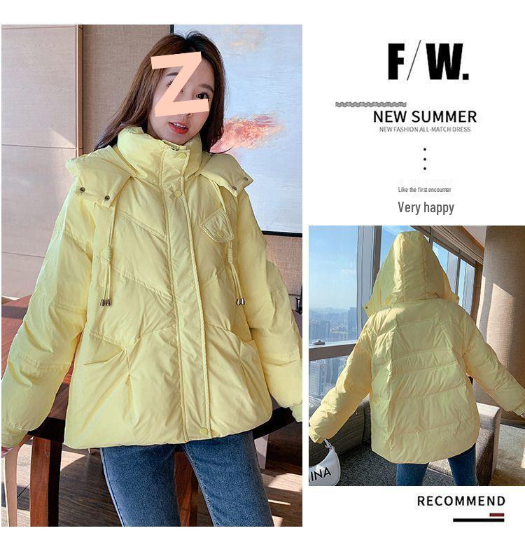 Women's Short Washable White Duck Down Jacket - Korean Style, Petite, Warm, Thick, Trendy Winter Coat