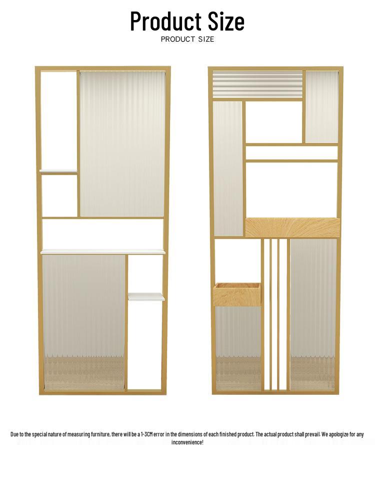 Modern Nordic Glass Partition Screen with Iron Art and Stainless Steel Washstand for Luxury Living Room and Entryway