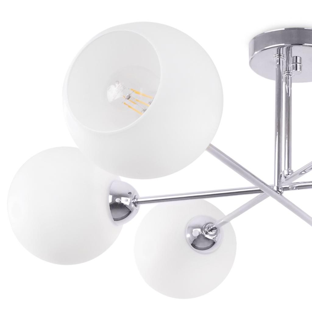 Asturia Ceiling Lamp Chrome 6-Flat White Lampshade E27