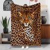 Leopard Print Flannel Throw Blanket, Realistic Leopard Face Brown Spots Print Soft Warm Cozy Blanket for Sofa Bed Bedroom Home Decor Gift