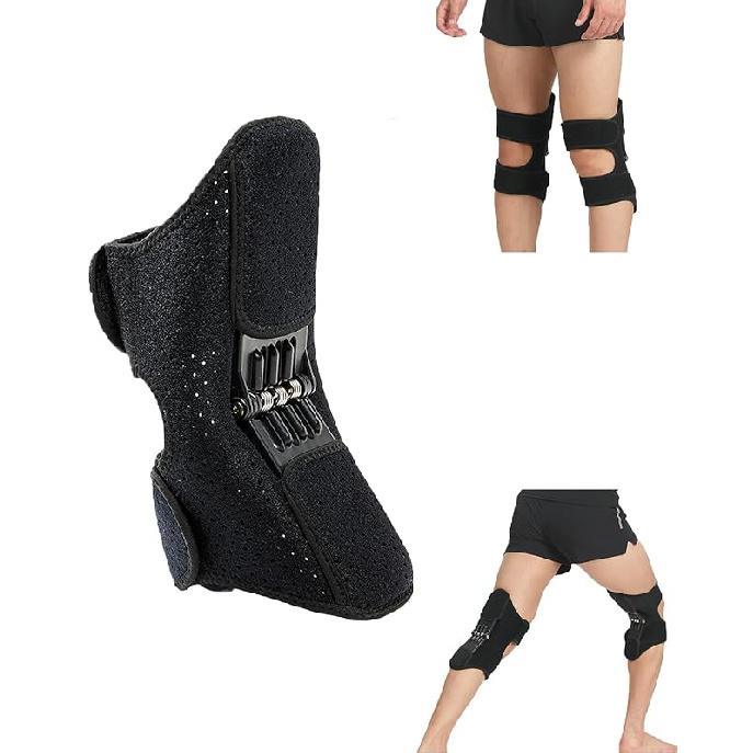 Enhanced Knee Brace Stabilizer - Adjustable Triple-Spring Support for Squats, Climbing & Recovery | Carbon Steel Compression Springs | Breathable for