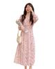 Collecala Long Sleeved Cheongsam Perfect for Fall Perfect for High School and College or Young Size Women's Dress, 2022, Students, Women. Pink, Small.