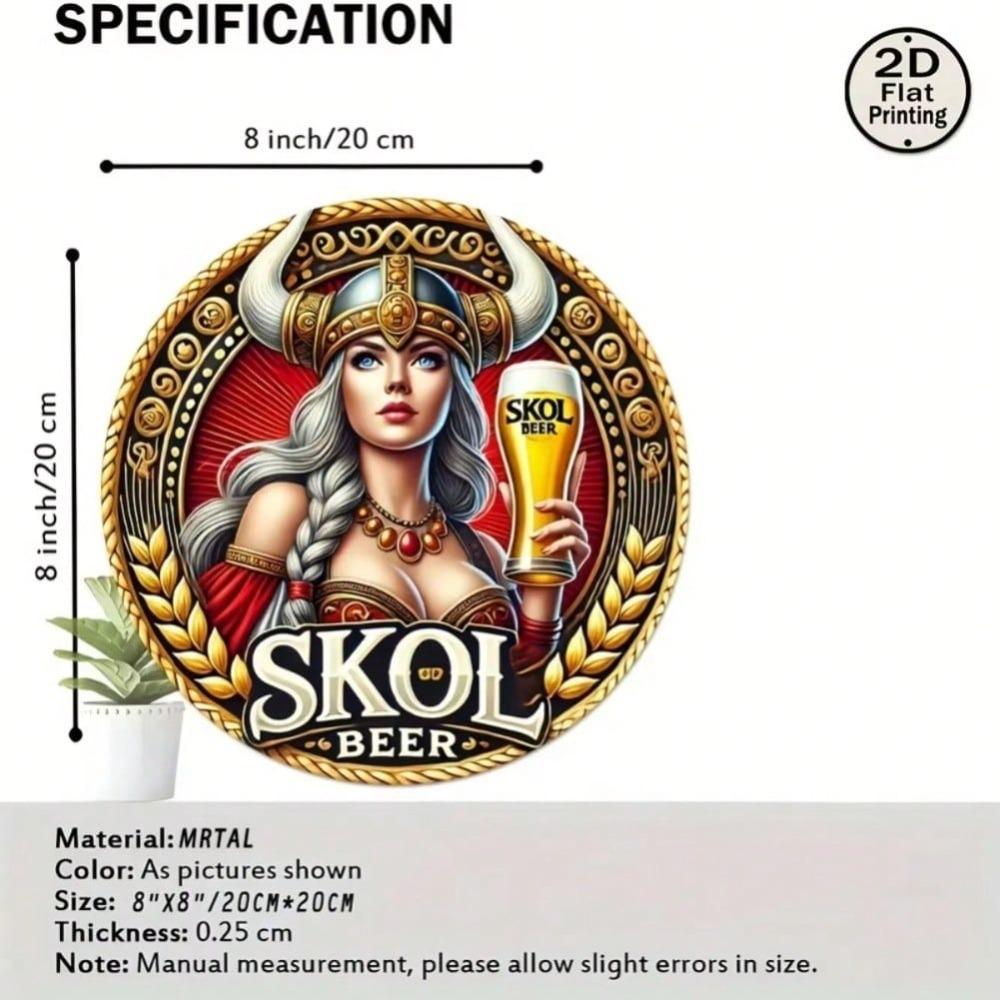 Skol Beer Viking Warrior Woman Retro Metal Tin Wall Art Home Bar Decor Gift