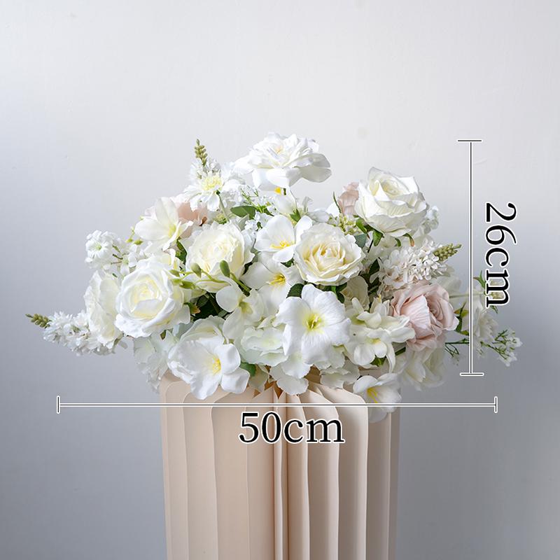 White Wedding Floral Art Wall Hanging Decoration - Artificial Flowers for Outdoor Event and Ceremony Background Arrangement