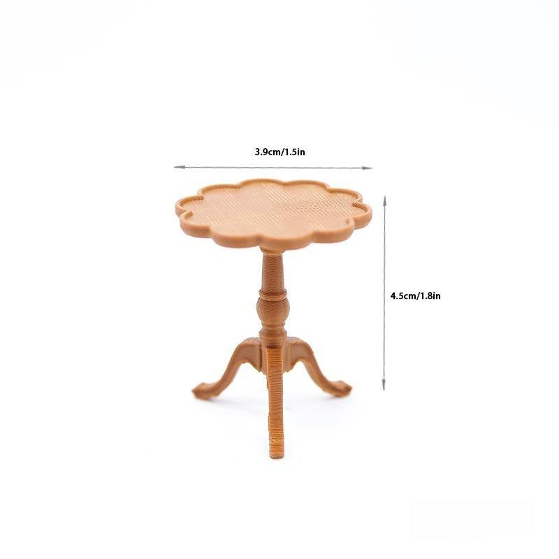1:12 Scale Dollhouse Miniature Retro Round Table Furniture Model Creative Decor for Kids Dollhouse Play Toy