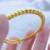 Women's Gold-Plated Vietnam Sand Bead Bracelet - Simple Fashion Push-Pull Bangle