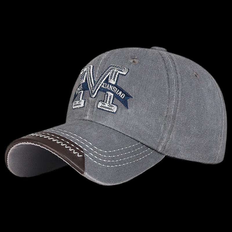 Zhen Yueqi Washed Big M Embroidery Baseball Cap