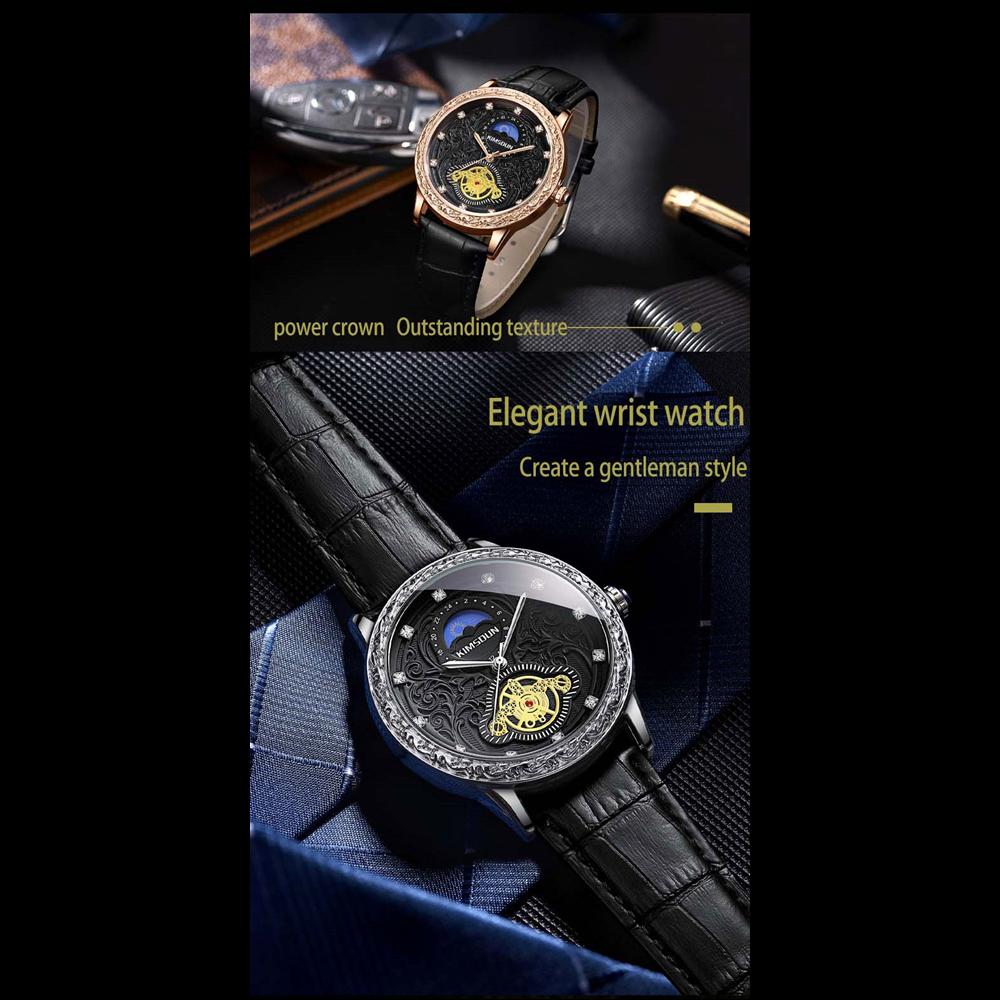 KIMSDUN Watch Men's Top Brand Luxury Clock Carved Month High-end Men's Waterproof Quartz